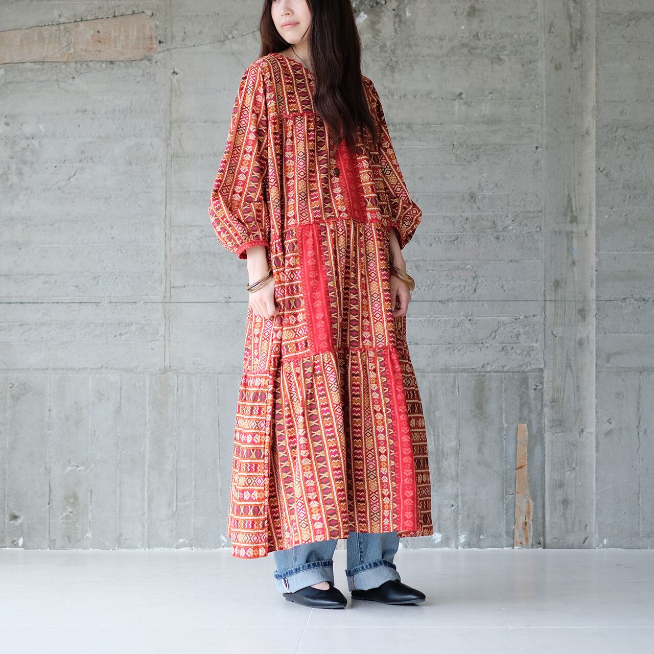 2025再販】甘くないティアード♡刺繍柄パッチワークワンピース （24w