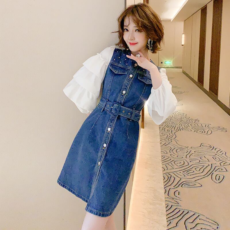 ドレス スプリング 春物 ハーネス ベルト ステッチ MIUCO71845742323