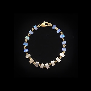 Swarovski blue tube & silver cube bracelet