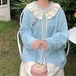 レースカラー透かし編みニットカーデ ・12282