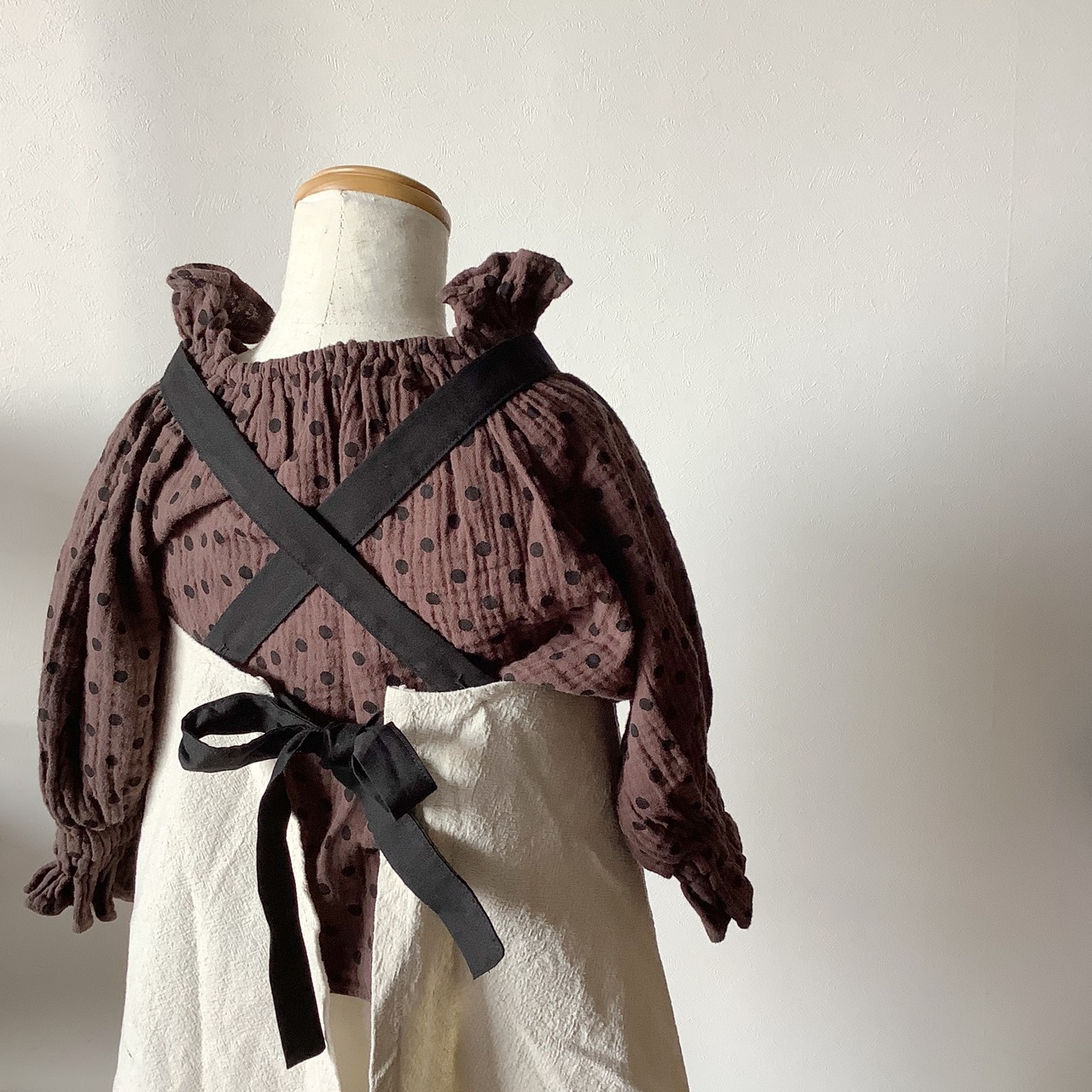 シワ加工シンプルエプロンワンピース - 12