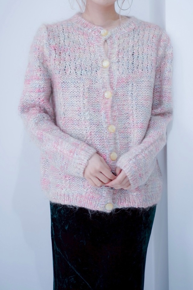 pink mix color mohair knit