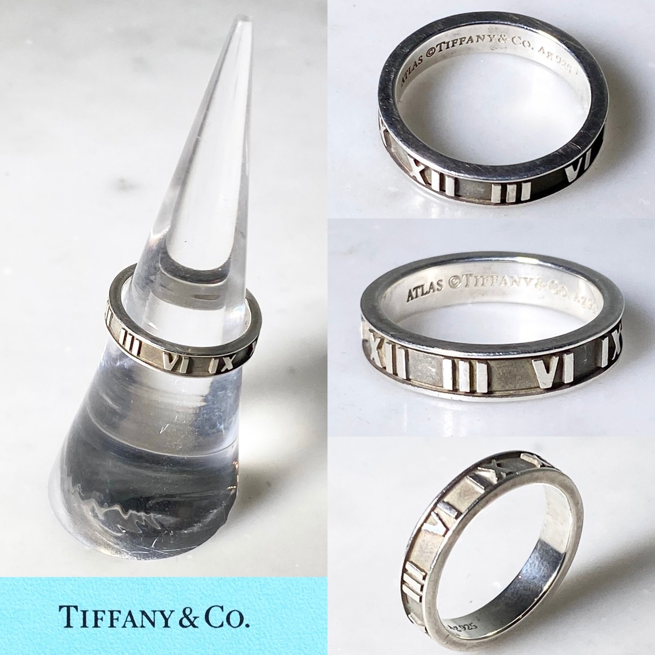 TIFFANY silver narrow band ring “atlas” (size 11)