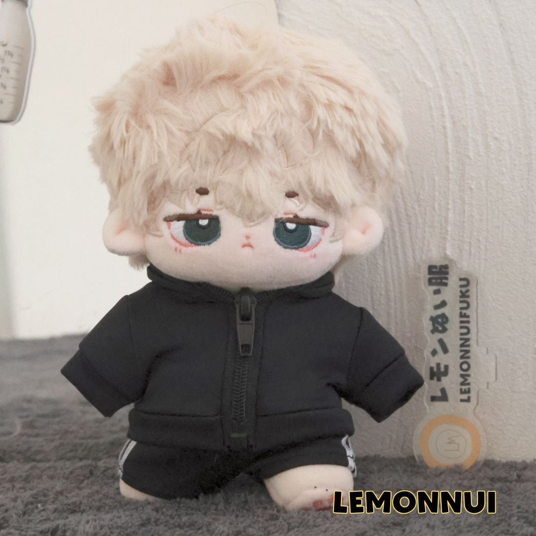 15cm ぬいぐるみ服 着せ替え ジャージ セットアップ 黒 白 グレー ぬい