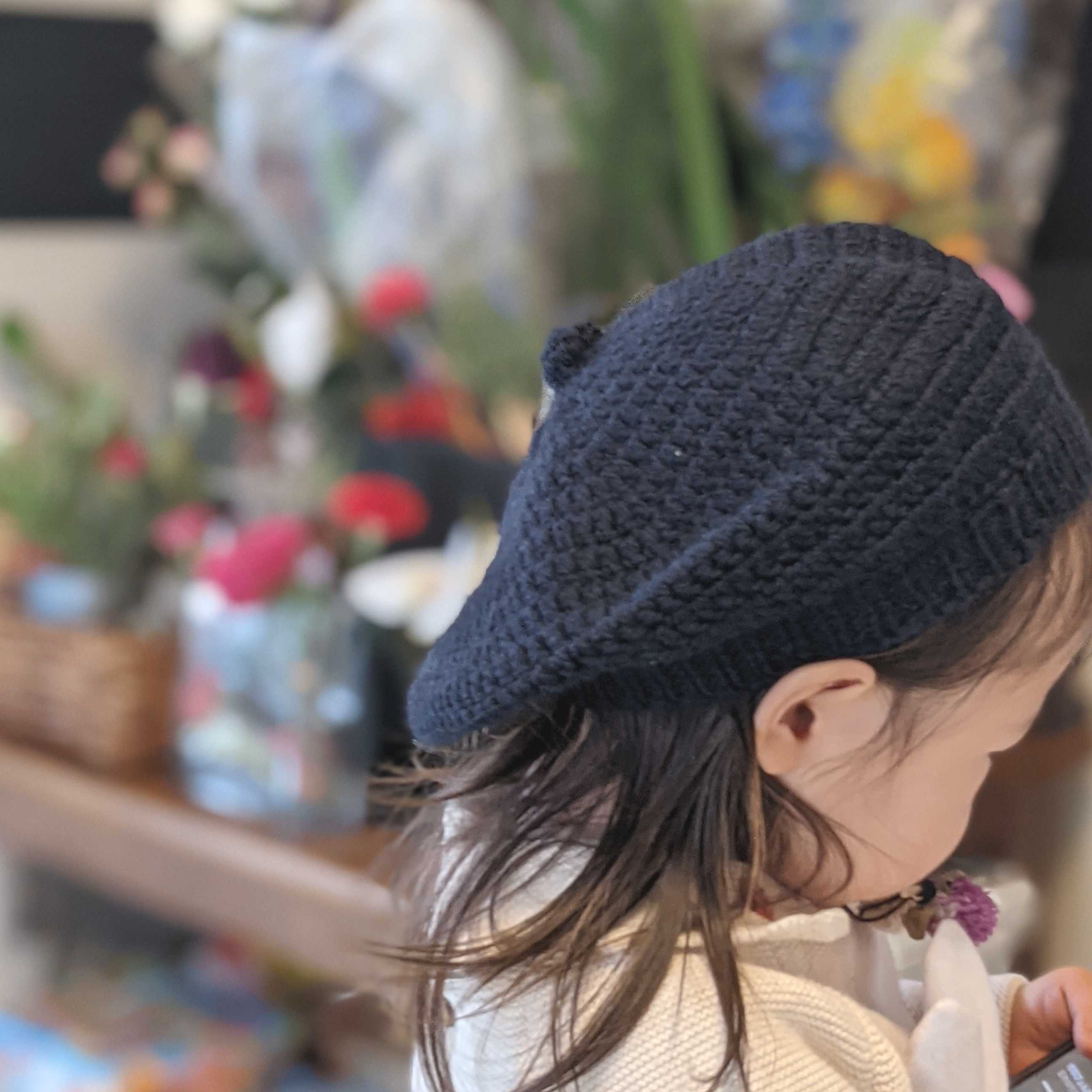 キッズベレー帽 手編み | カメイ編物