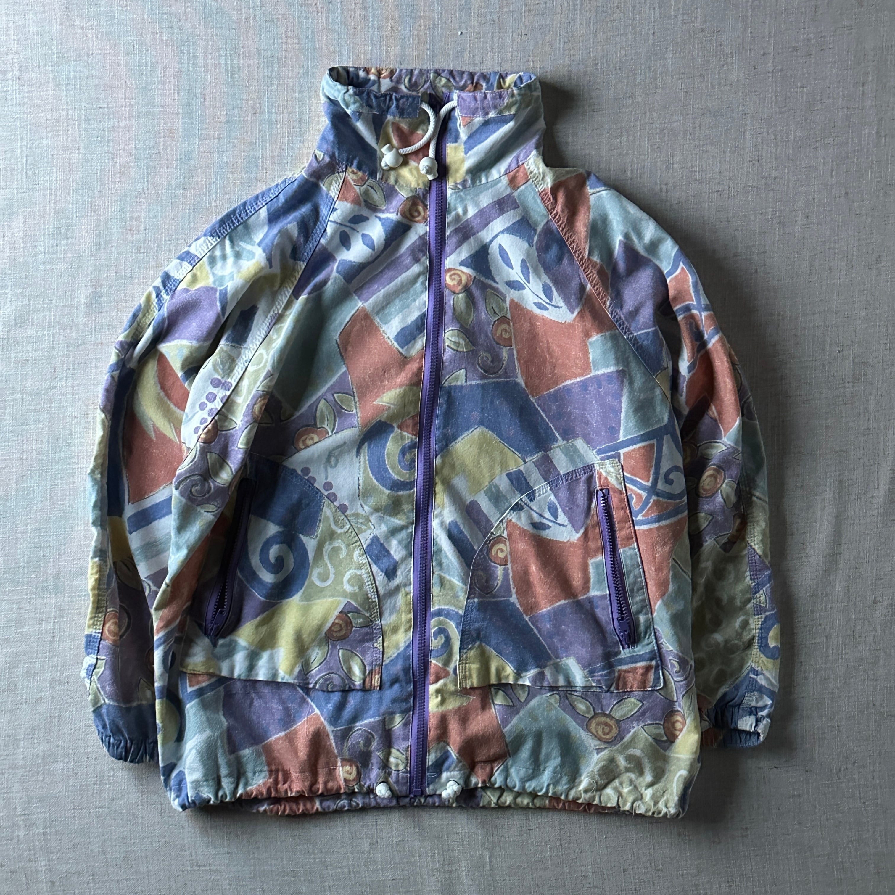 80-90s Abstract Pattern Track Jacket / Unisex M-L