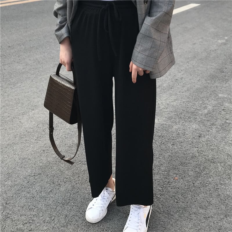 スプリングソリッド カラーハイウェストウェストパンツ ルーズストレッチカジュアルレディース エラスティック 伸縮 春物 ソリッドカラー モンロー4872025