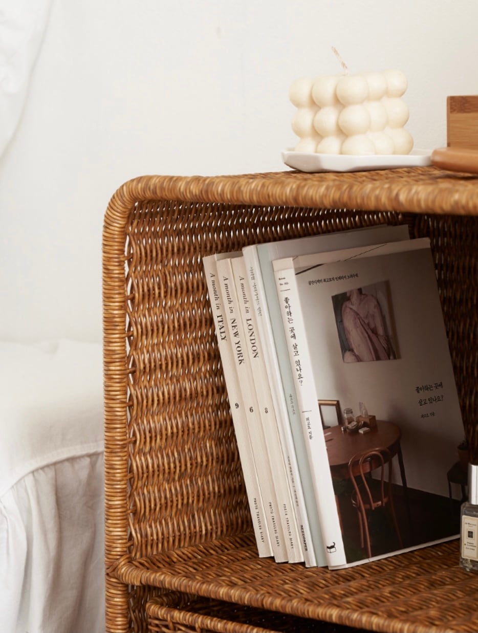 PP rattan drawer 2tier / PP ラタン シェルフ サイド テーブル タンス