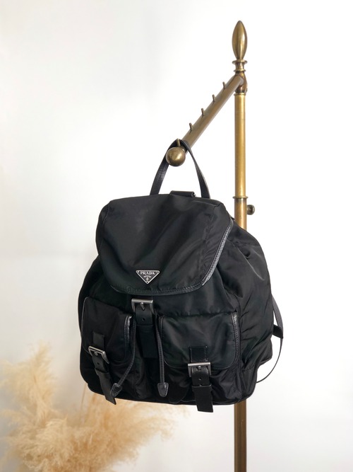 PRADA プラダ バックパック ブラック トライアングルロゴ ナイロン ダブルポケット vintage ヴィンテージ オールド cz4rjs
