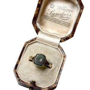 antique victorian 18ct gold bloodstone intaglio ring "attend to time"