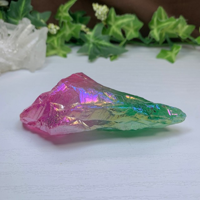 11.パープル×グリーン☆ラフカット☆オーラクォーツ