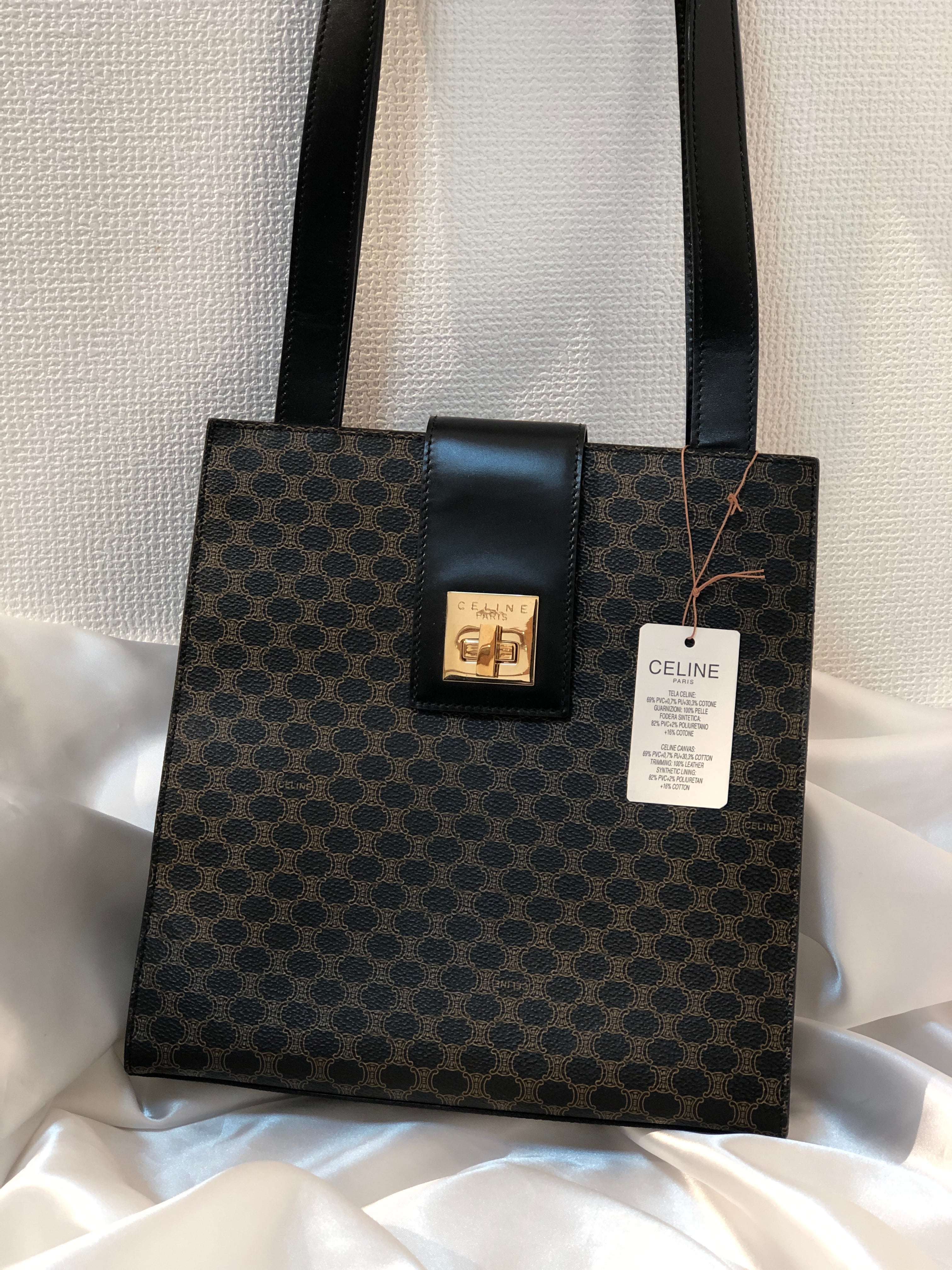 CELINE セリーヌ マカダム ターンロック スクエア ショルダーバッグ ブラック vintage ヴィンテージ オールド dbbn53 |  VintageShop solo powered by BASE