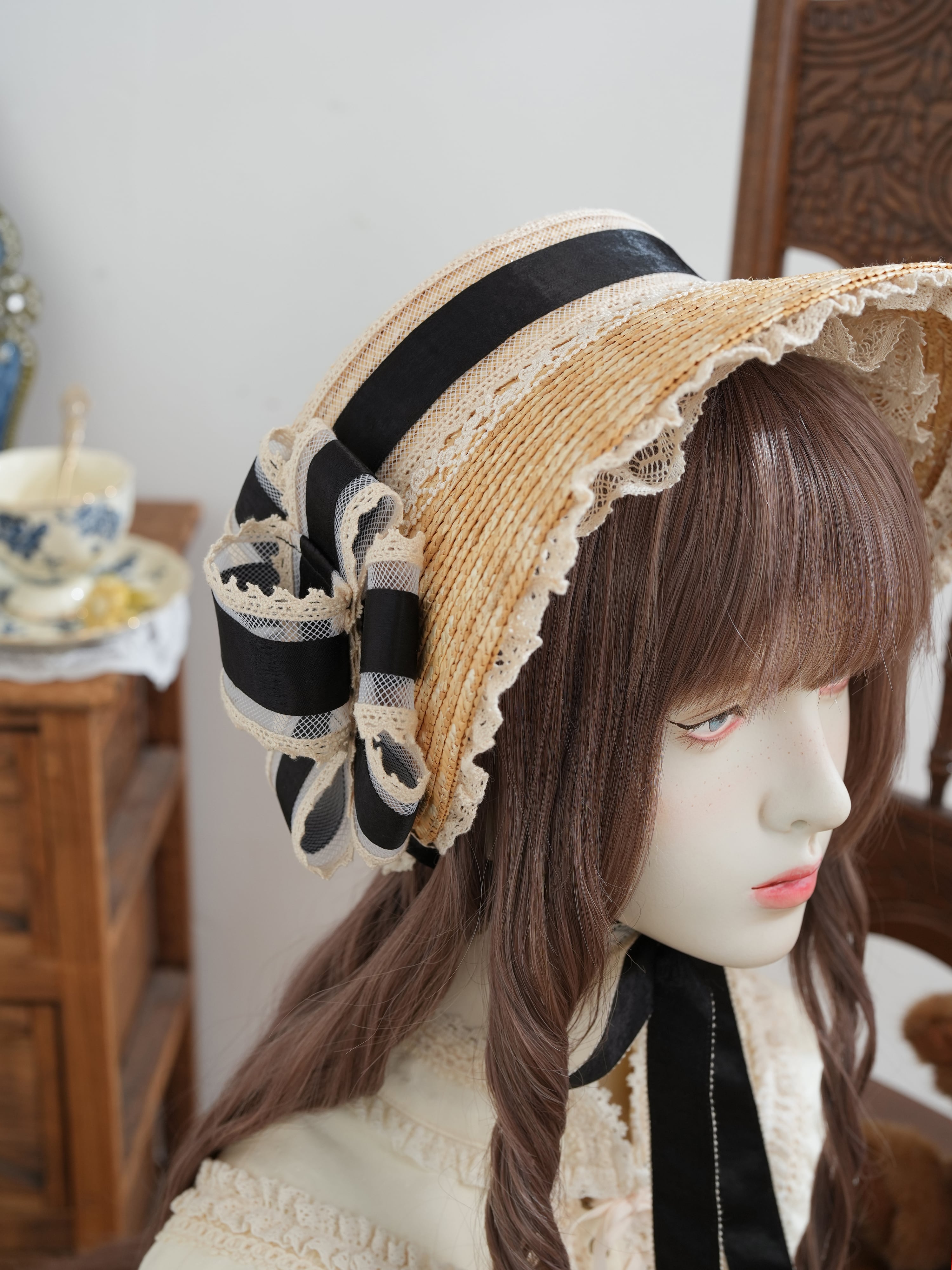 木陰のほほえみ 麦わらリボンボンネット | HoshibakoWorks