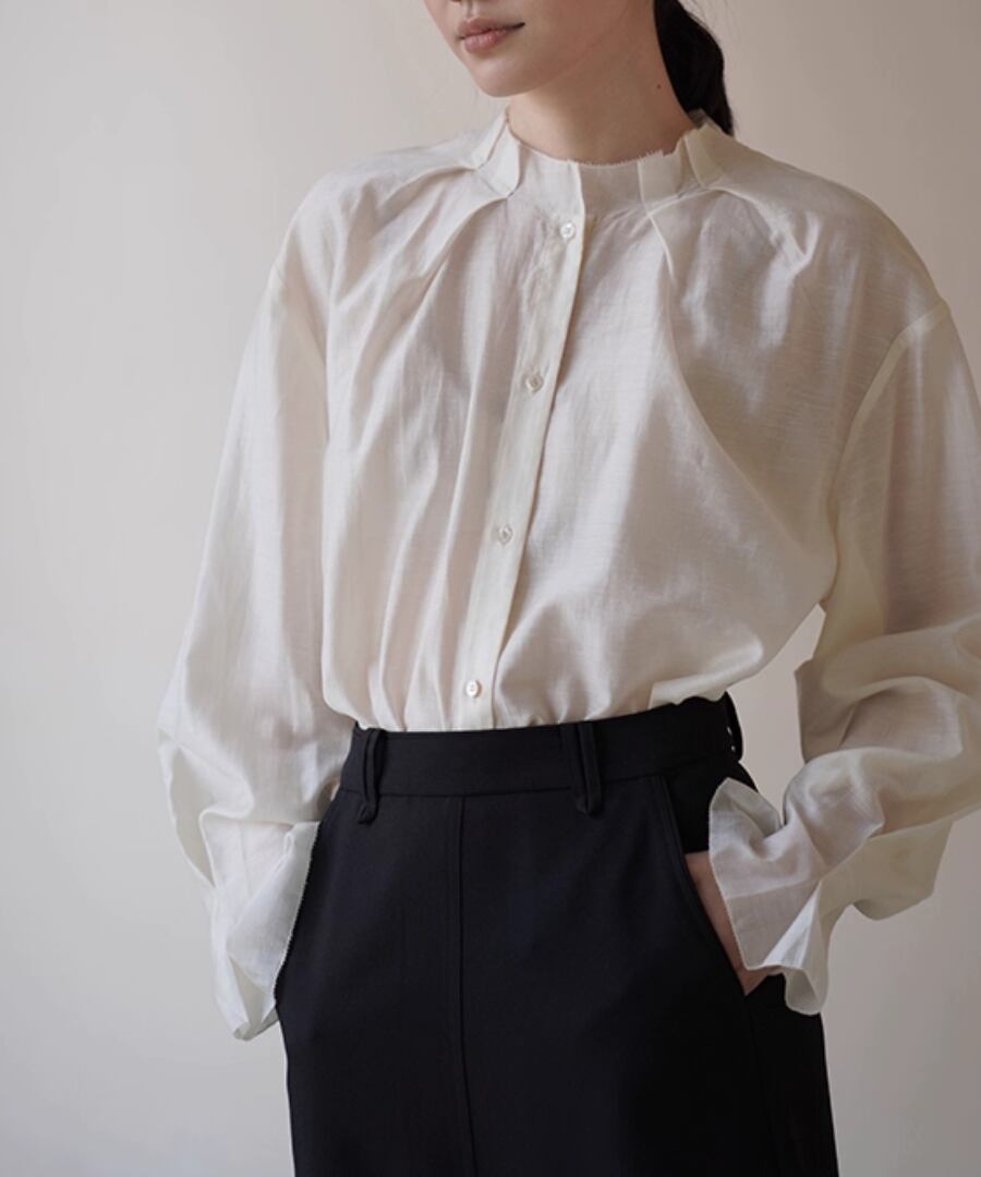 プリーツネック◆ルーズフィットブラウス【t-10537】