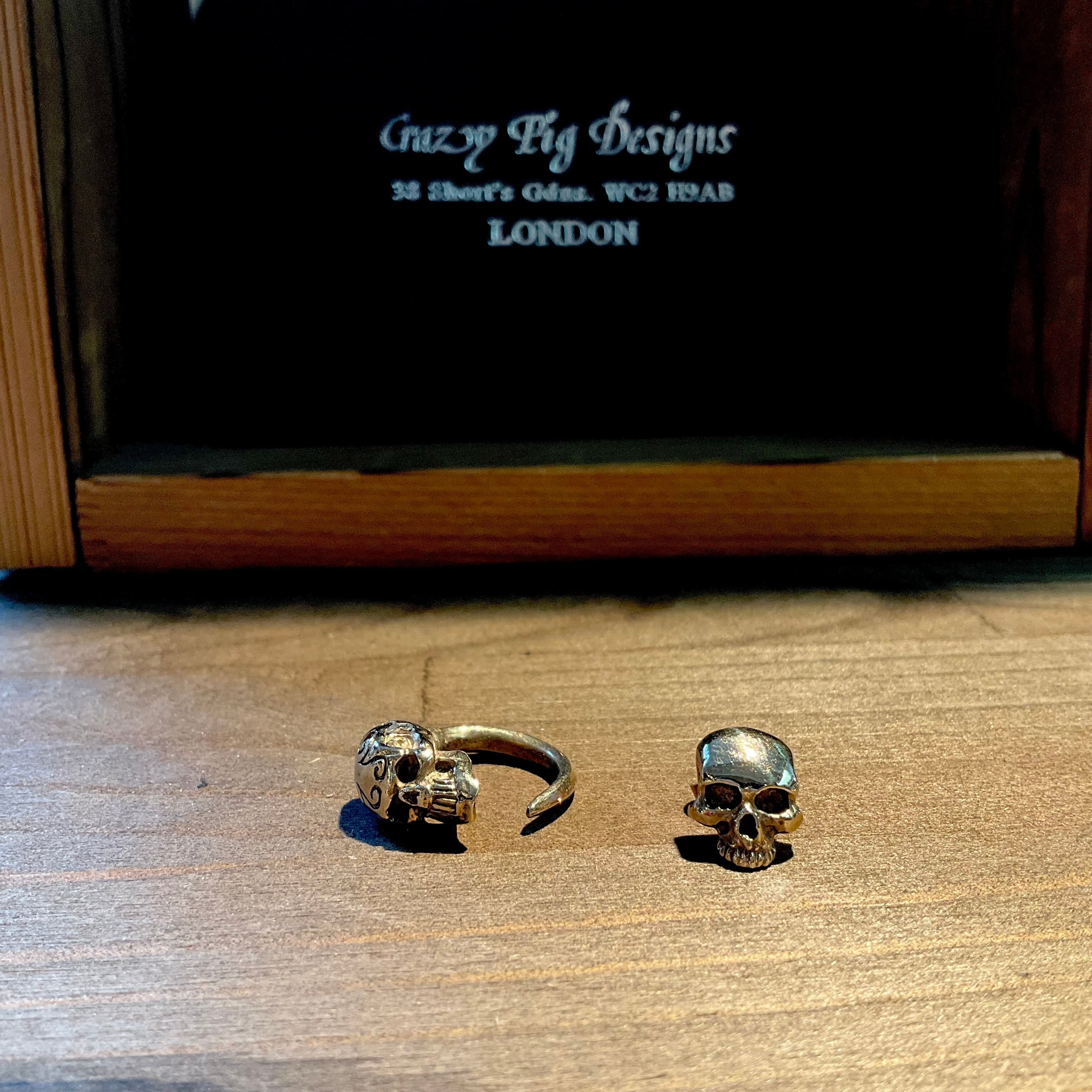 CrazyPig Plain Skull Stud 9K Gold earring pierce クレイジーピッグ