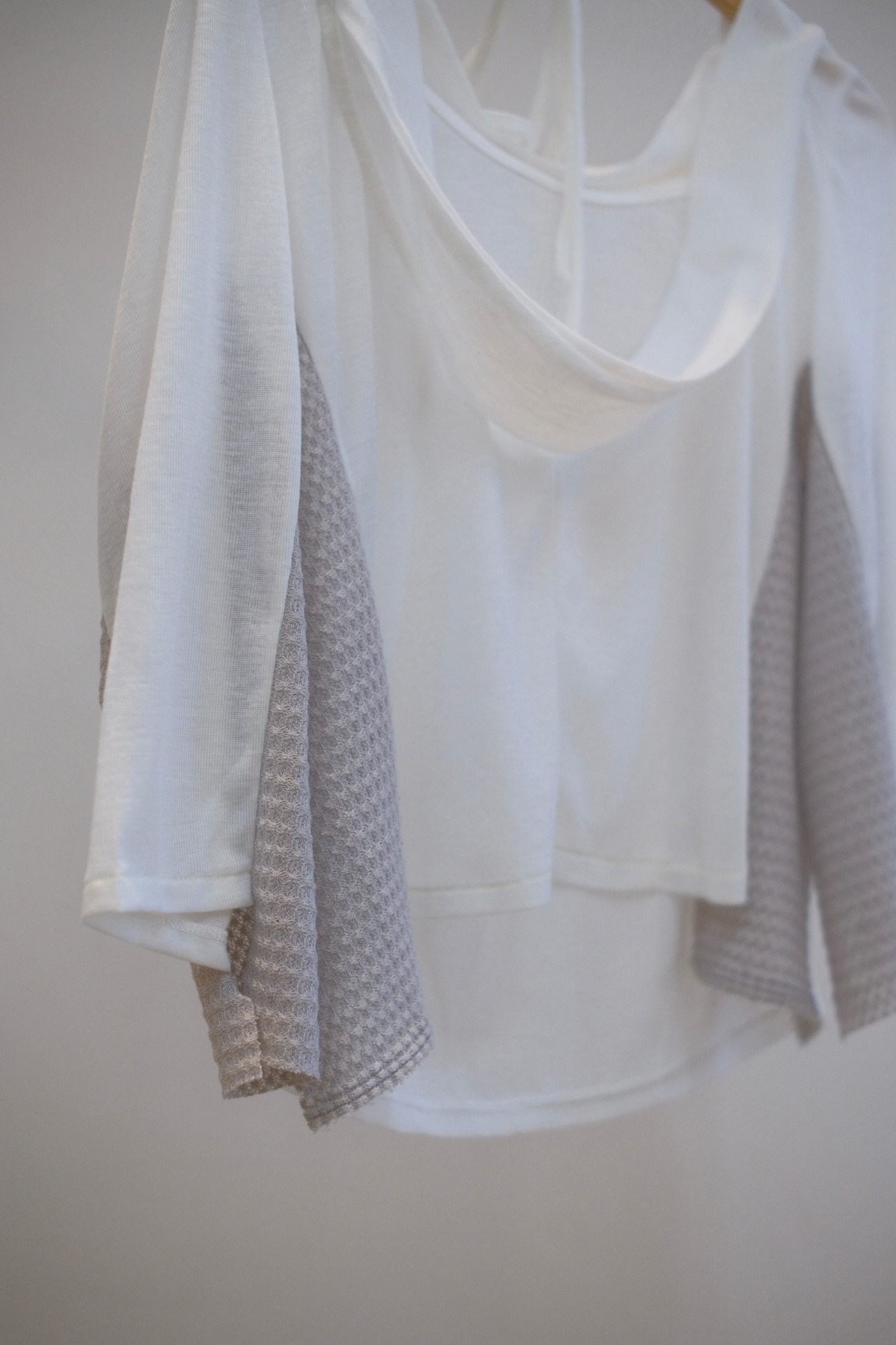 Sheer & Knit Combination Top / WHITE - 6
