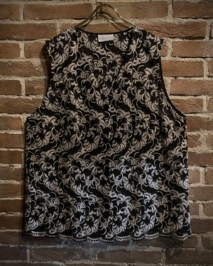 【Caka act3】Botanical Pattern Vintage Loose Race Vest