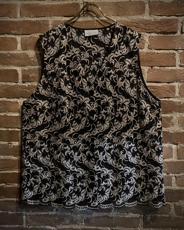 【Caka act3】Botanical Pattern Vintage Loose Race Vest