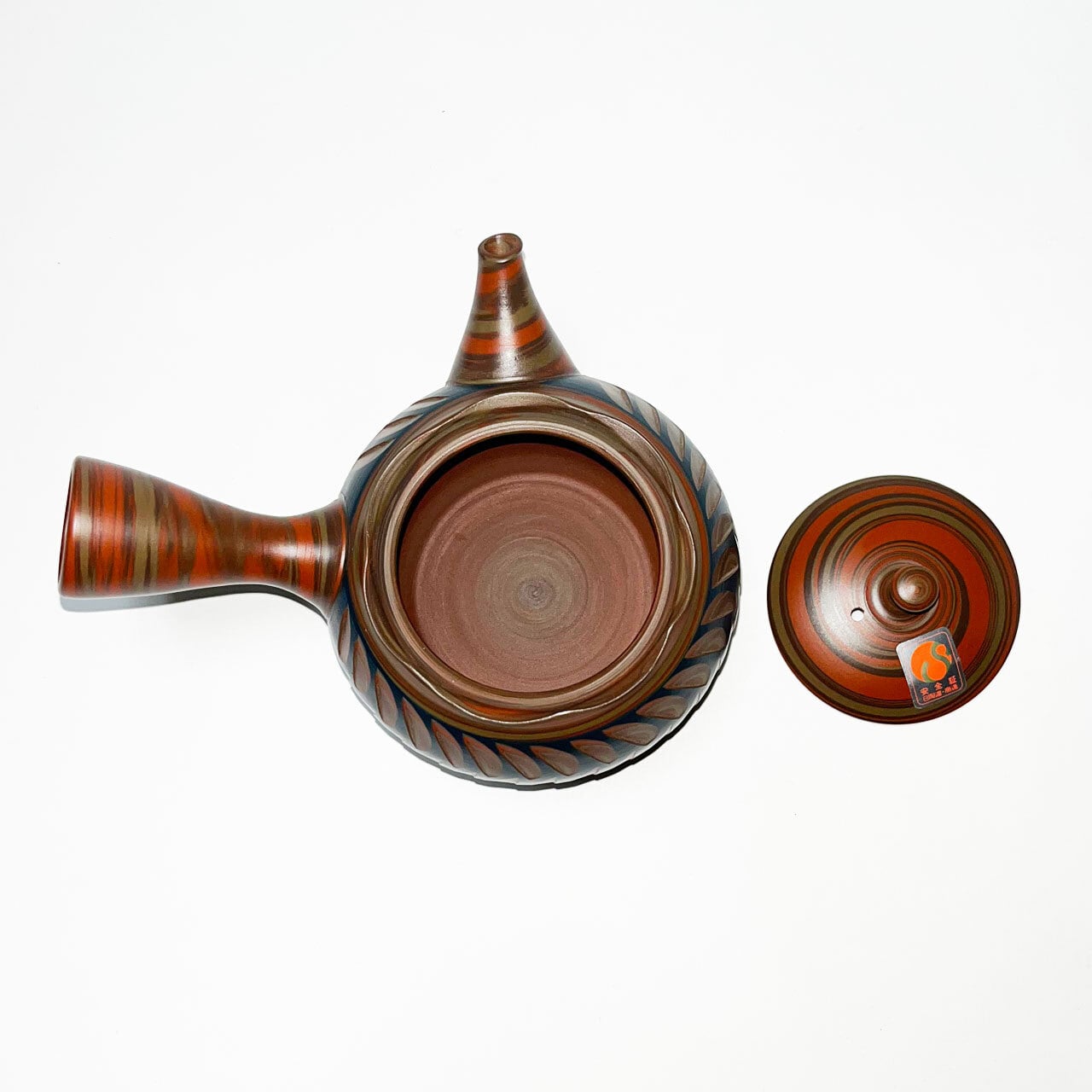 常滑焼 マーブル模様とカットデザインの練り込み急須 春山窯（春山造