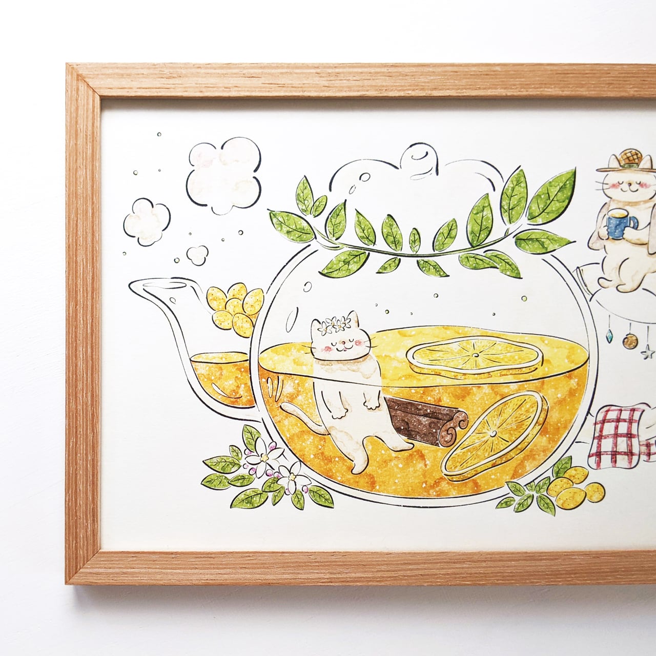A4 猫とレモンティー アートプリント/イラスト複製画 | Cashew fafa