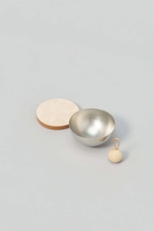 _Fot - bowl S :natural|レザー蓋付きステンレスボウル/ウッドボール付属/フレグランス対応/小物入れ/日本製