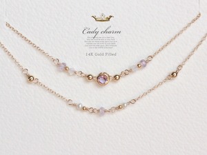 Candy charm 14KGF2連Bracelet/アメジスト2月誕生石