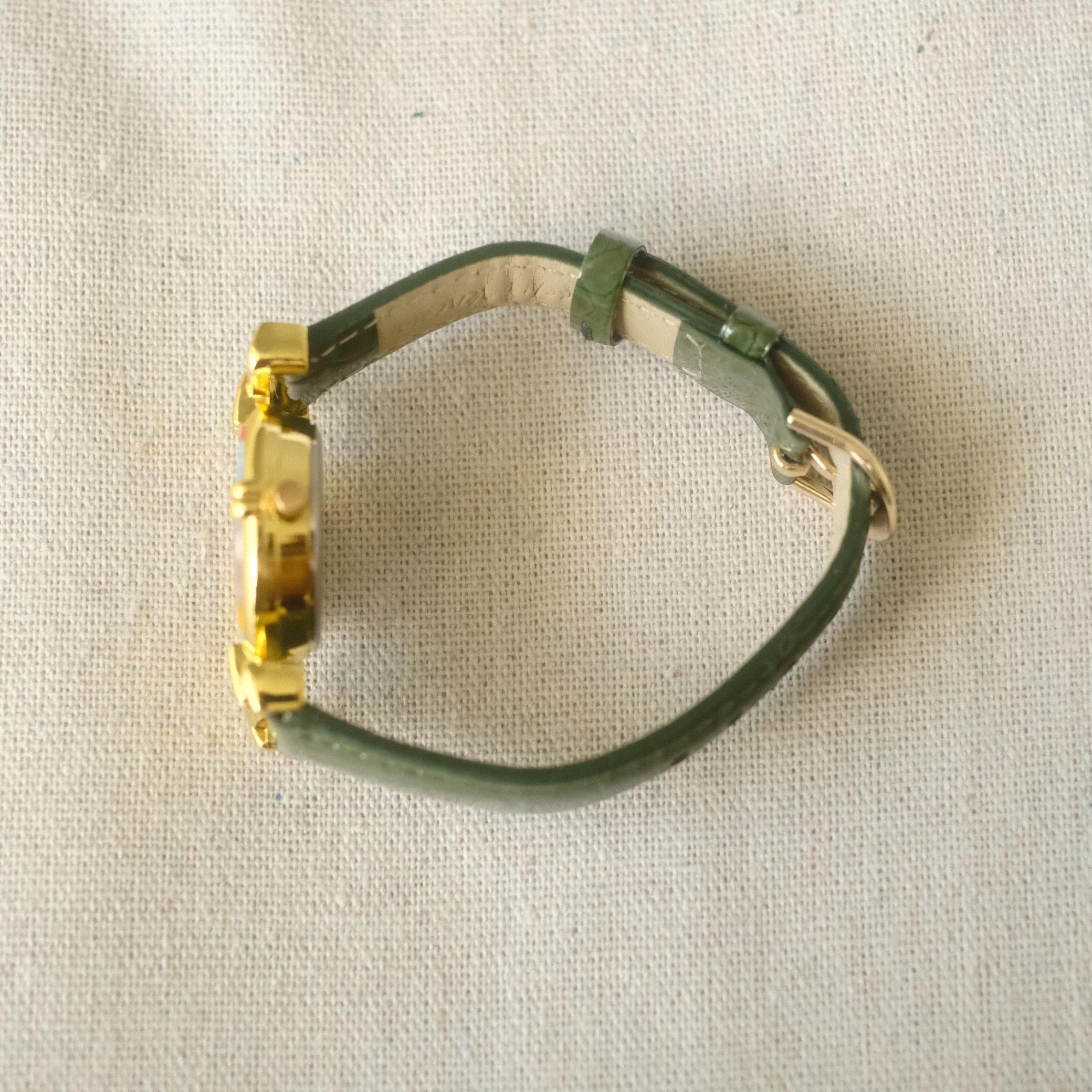 Murano Millefiori Watch With Leather Band - Forest Green | flemington