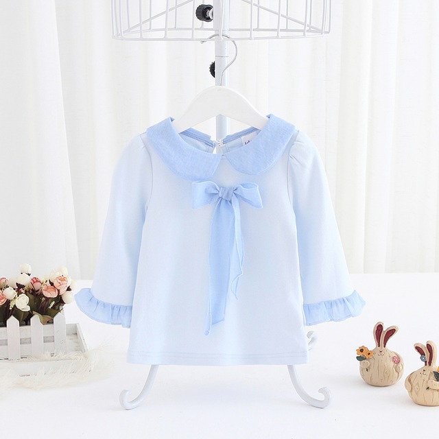 大きなリボンのキレイ色トップス(ブルー)