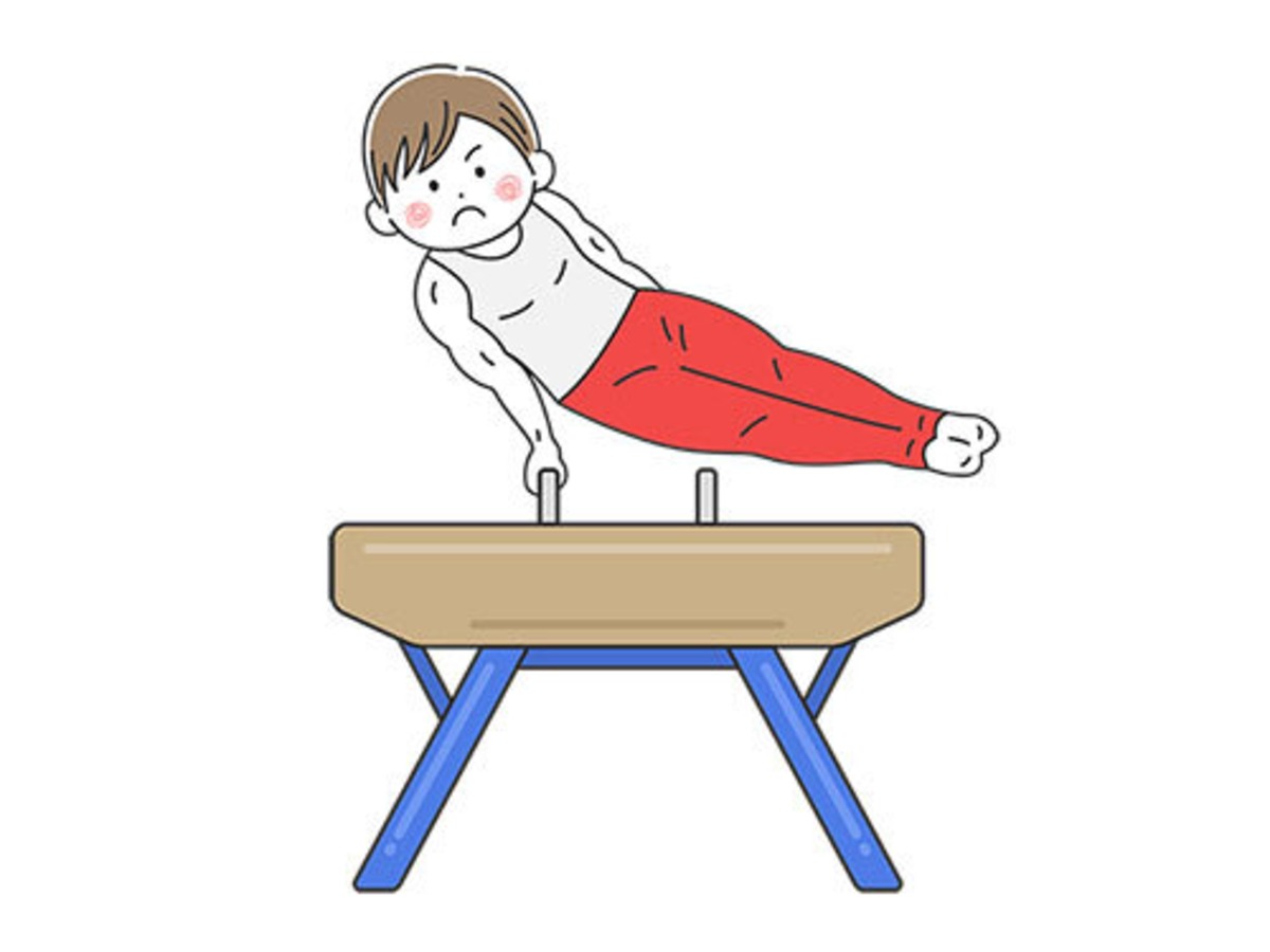 あん馬をする、男性の体操選手のイラスト | イラストセンター有料素材販売