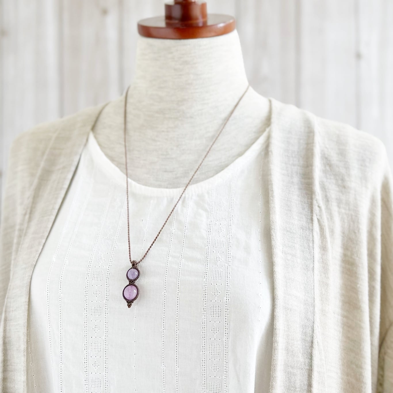 限定】ライトカラーアメジスト8ミリ＋高品質クンツァイト10ミリ玉を