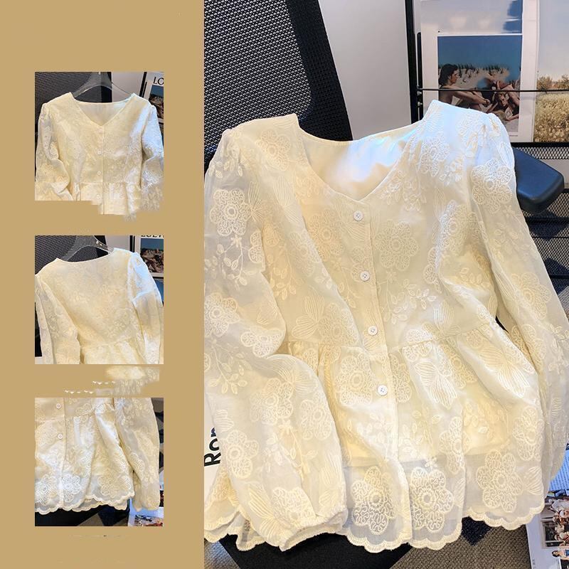 【 】ファッション☆レースシャツ☆長袖☆ブラウス☆トップス☆レディース服