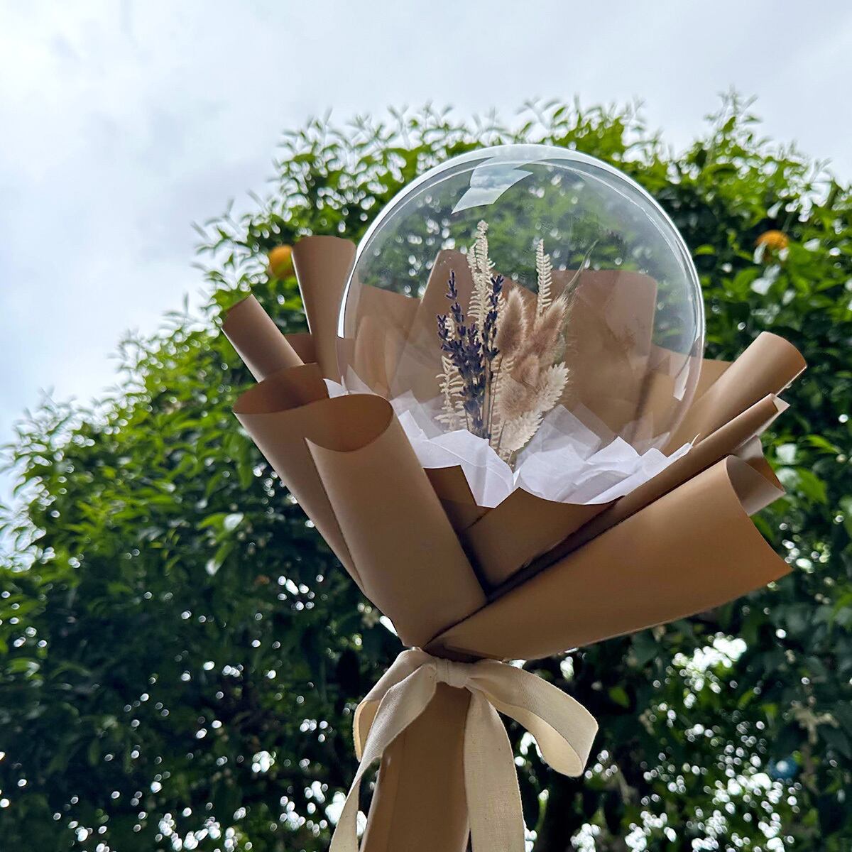 ラベンダー バルーンフラワー ブーケ 名入れ 文字入れ ナチュラル