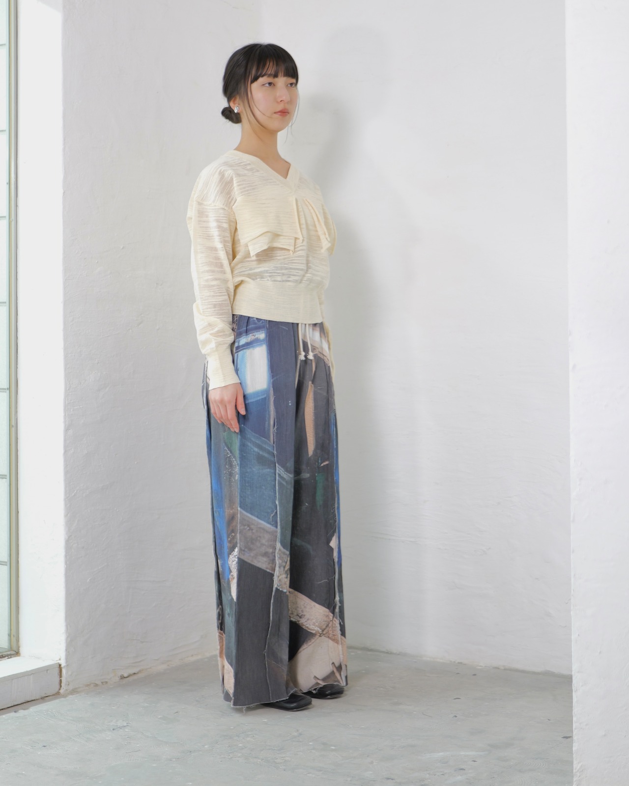 kotoha yokozawa - Graphic Yoryu Pants ：Mono Coil｜グラフィック楊柳／風景プリント／size 4