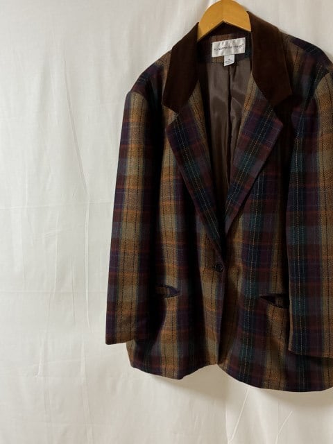 1980~90's Switched Design Check Tailored Jacket