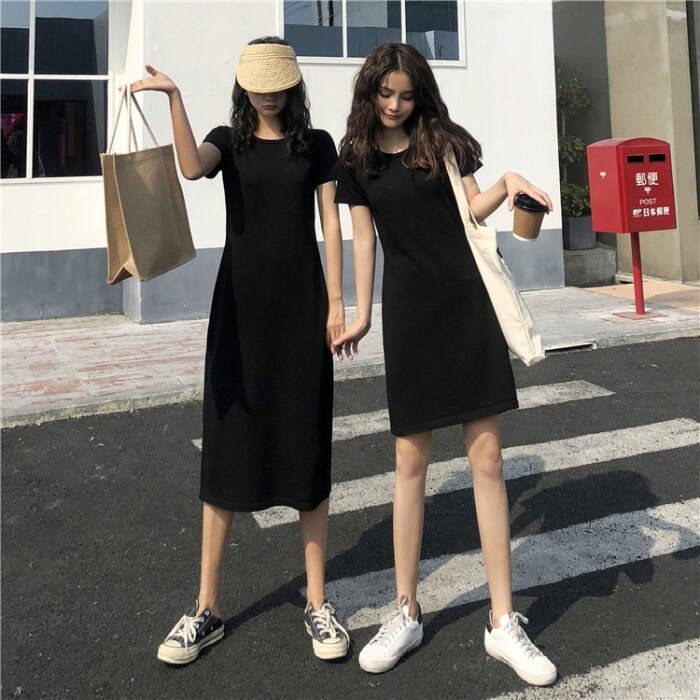 スカート ルーズ薄手Aラインソリッド カラードレス スプリング 春物 サマー 夏物 ソリッドカラー ドラファッションホール45161394849