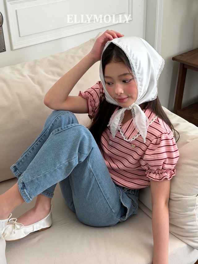 [予約][送料無料]≪ELLY MOLLY≫Curling Collar Frill T-Shirt 452