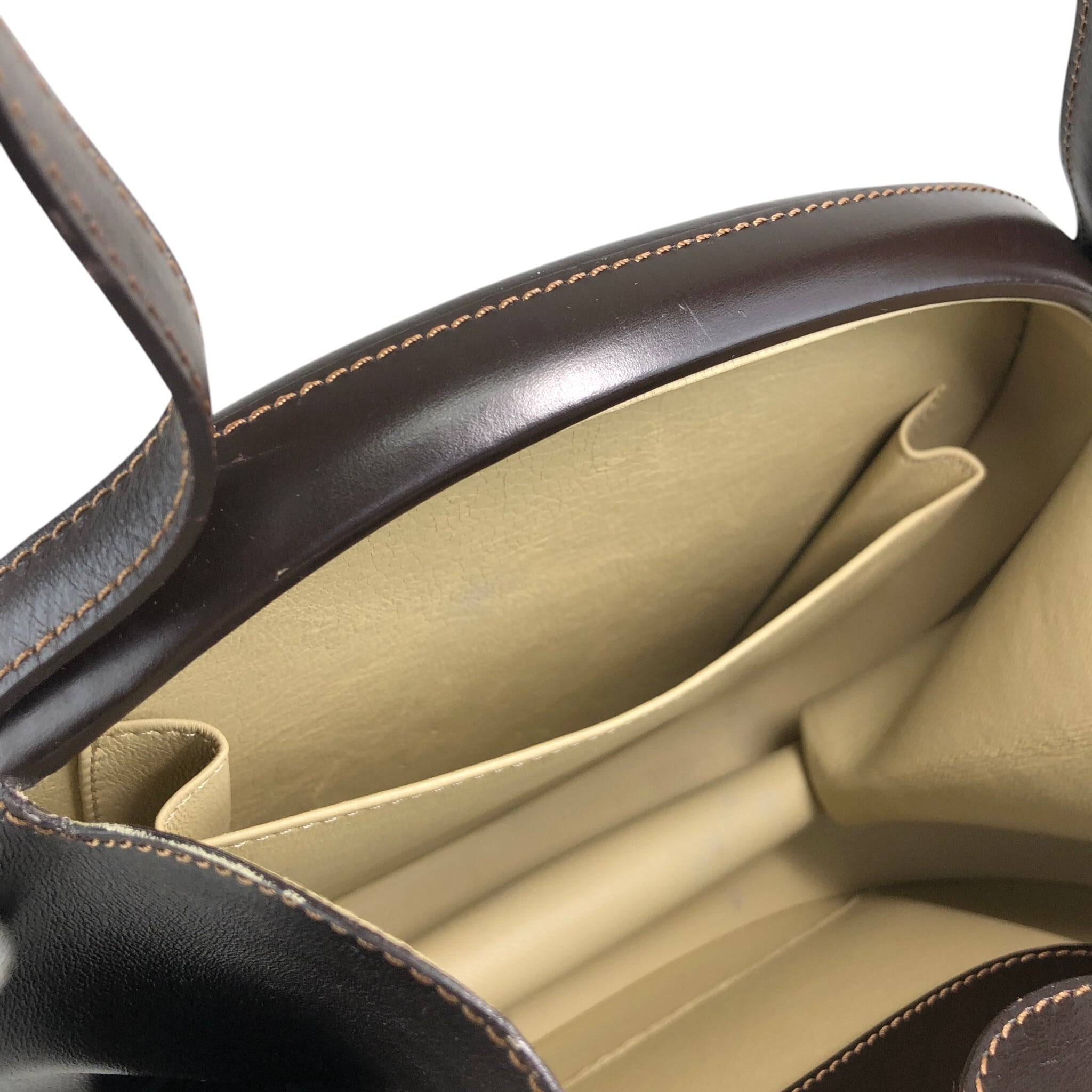 LOEWE ロエベ ハンドバッグ ブラウン アナグラム レザー ラウンド