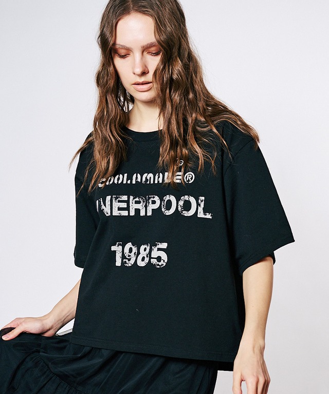 COOLAヴィンテージプリントクロップドTシャツ (BLACK)　CQ-48137