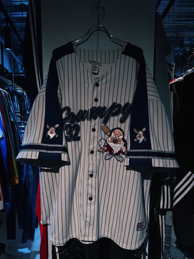 【D4C】vintage made in U.S. "GRUMPY" character over size short sleeve base ball shirt