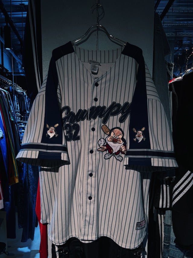 【D4C】vintage made in U.S. "GRUMPY" character over size short sleeve base ball shirt