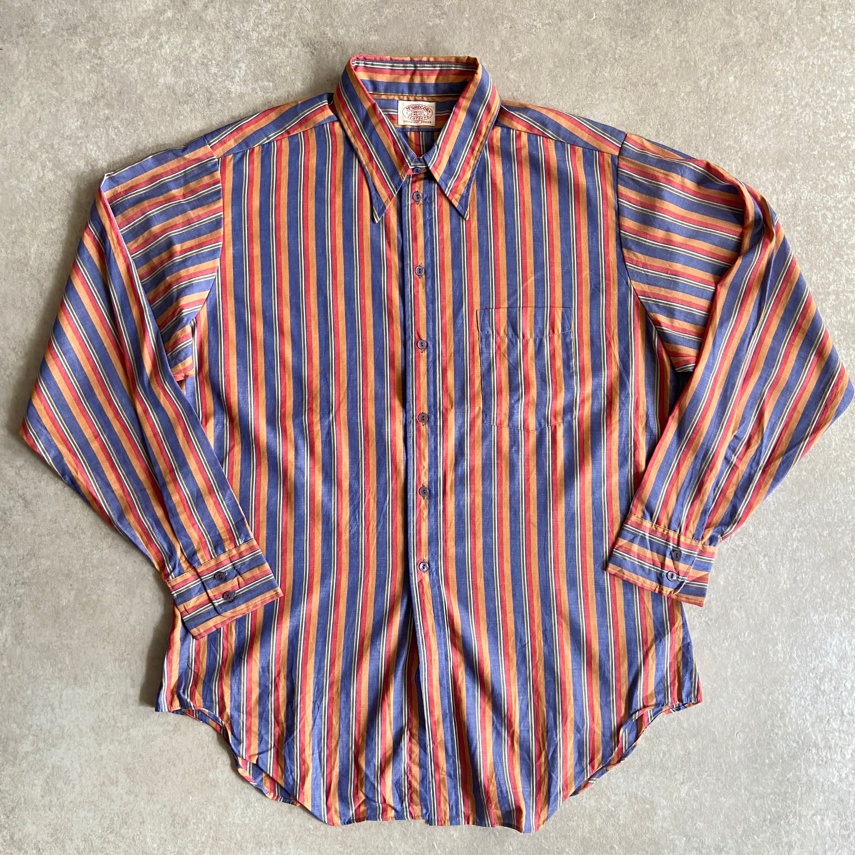 1970s Dead Stock McGREGOR L/S Stripe Shirt XL H433