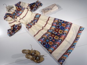 ☆15号(XXL)☆とろみ☆ボーダー幾何学模様のワンピース(OPN5366)