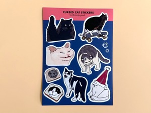 猫のステッカーシート　Cursed cat stickers【Chonky Goods by PHS】[CG-07]