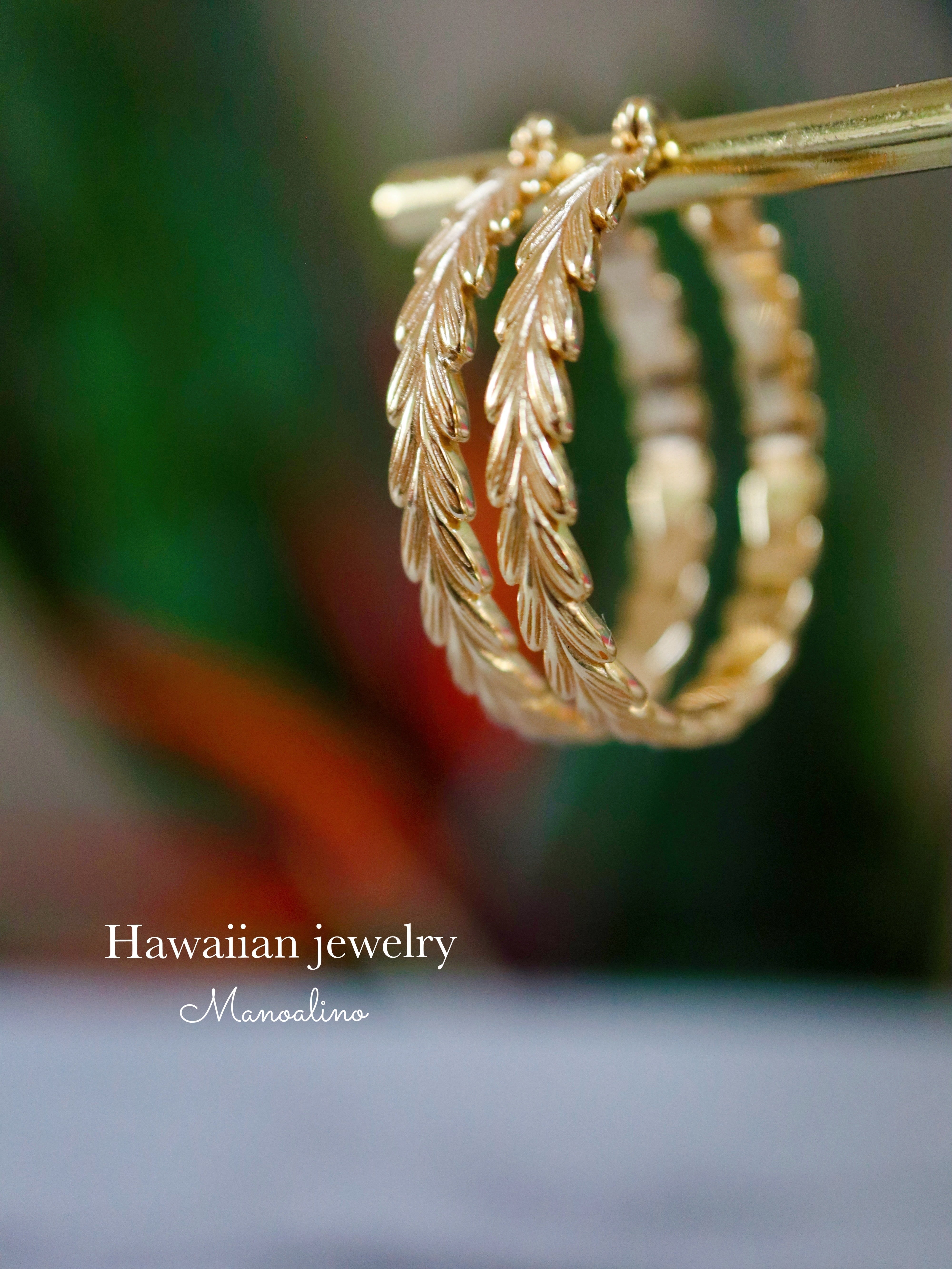 30mm Maile hoop earring Hawaiianjewelry(ハワイアンジュエリーマイレフープピアス) | Manoalino  【Hawaiianjewelry・Hawaiianaccessory&select】