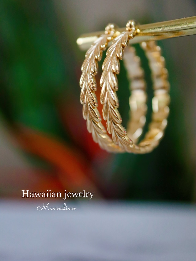 30mm  Maile hoop earring Hawaiianjewelry(ハワイアンジュエリーマイレフープピアス)