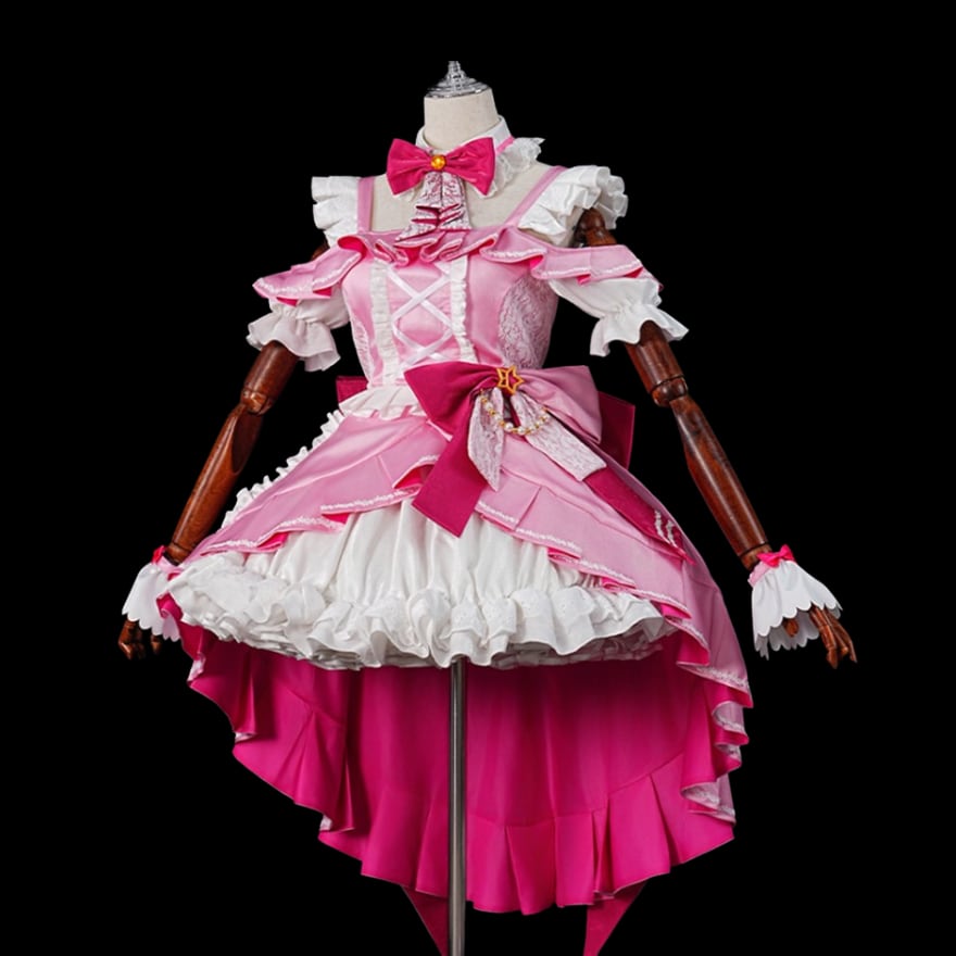 アイドル衣装ロリータピンクドレス 星降る舞台のリボンドレス ピンク×ホワイトのアイドル衣装 | ロリィタ