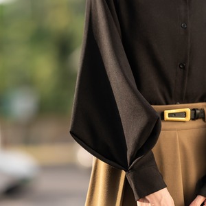 スタンドカラーランタンスリーブシャツ 3color A00741