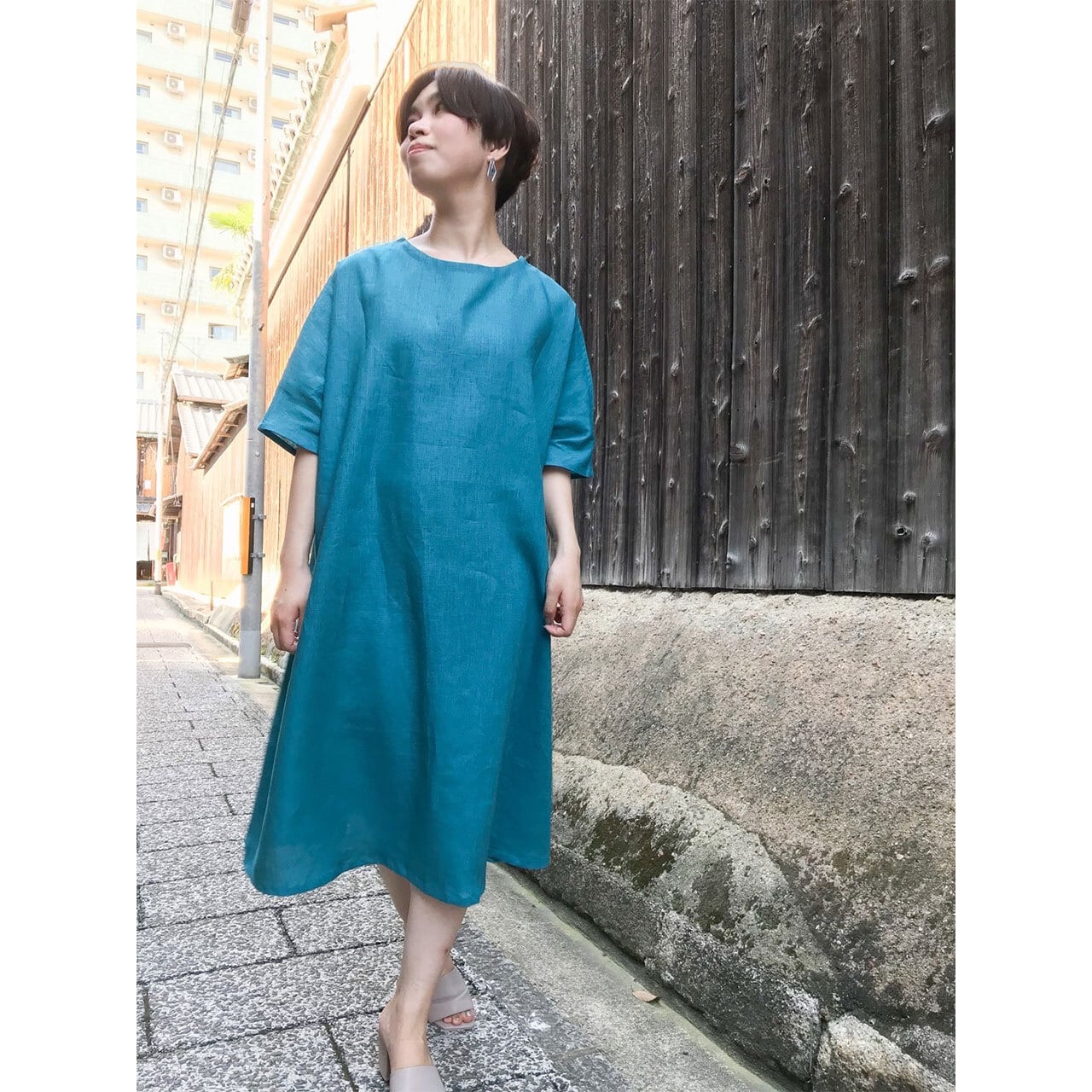 檜扇／hiougi オールシーズン使えるシンプルな麻100％ワンピース【image8787】 | BuyByBe powered by BASE