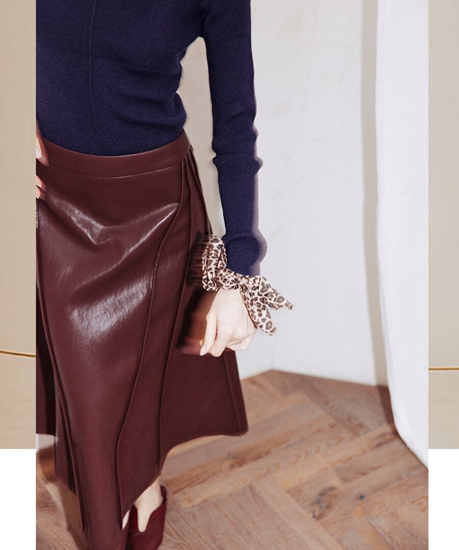 PUレザーAラインスカート【s-60151】