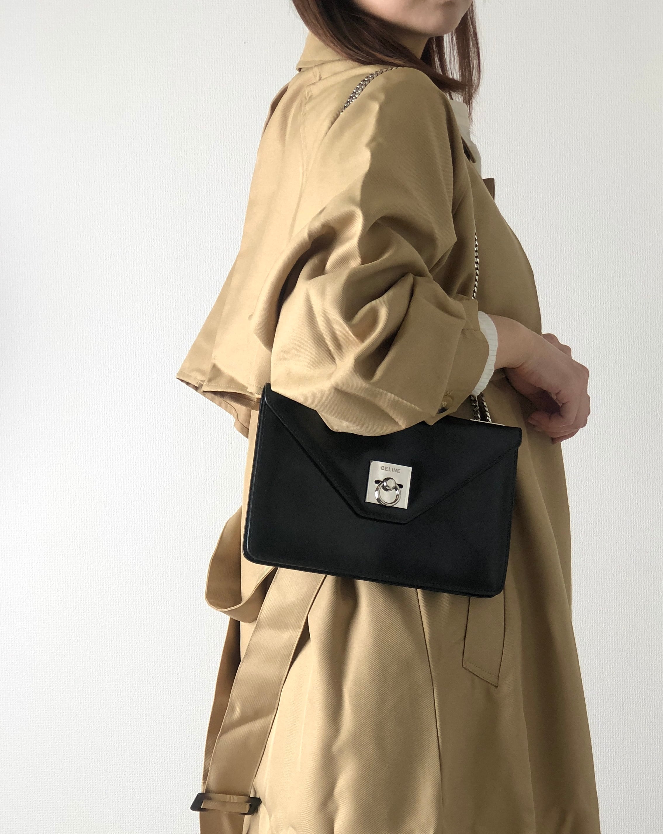 CELINE セリーヌ ショルダーバッグ ブラック シルバー ガンチーニ